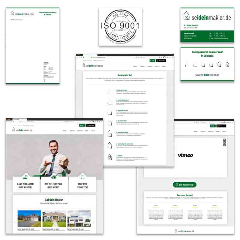 Immobilienmakler Referenz: Logo-Design, Briefbogen, Webdesign