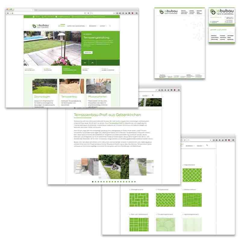 Garten- und Landschaftsbau abubau: Webdesign, Briefbögen, Visitenkarten